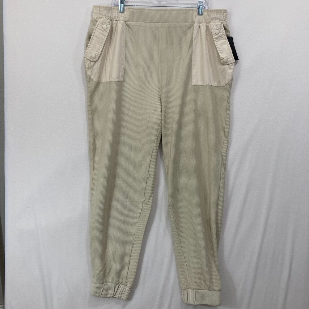 New LOGO Lori Goldstein Pants Joggers size 1X Cream‎ Corduroy Pull-on Comfy
